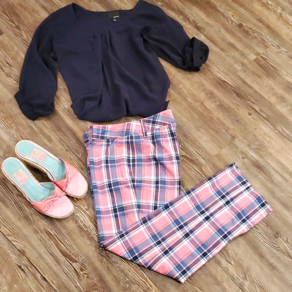 Lilly Pulitzer Pants - Vintage Lilly Pullitzer Pink blue plaid capris